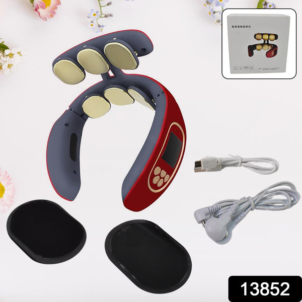 Wireless 6-Head Smart Electric Neck & Back Pulse Massager – Portable Pain Relief Device